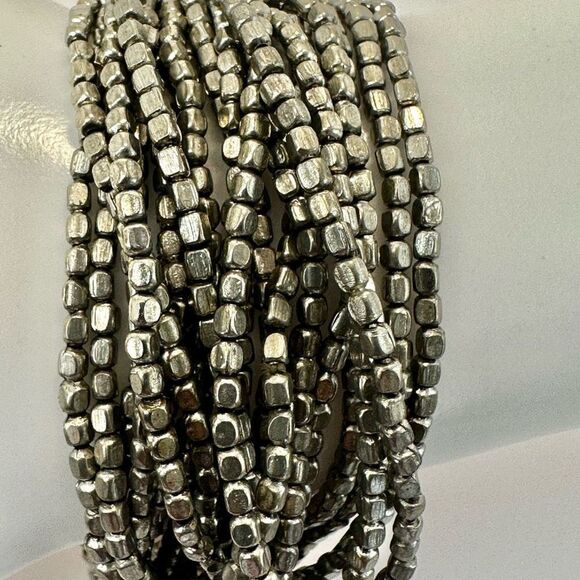 Silver tone multi strand stretchy bracelet - Picture 7 of 8